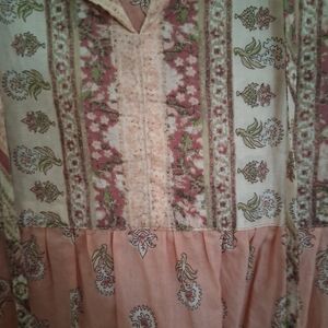 Lucky Brand Pink and Green Boho Top Xl Fits Like M/L